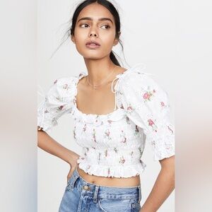 For Love and Lemons Tarte Eyelet Smocked Top